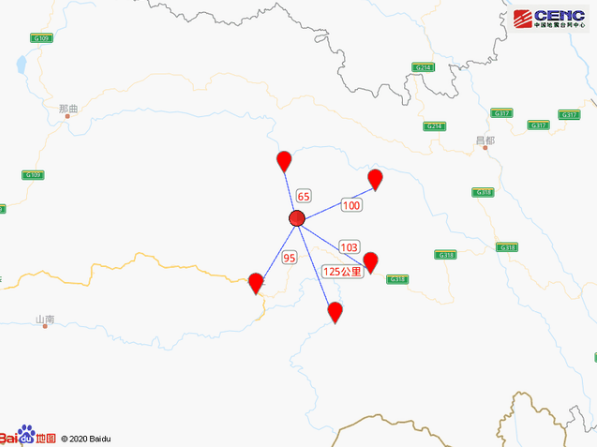 刚刚西藏林芝市波密县发生45级地震
