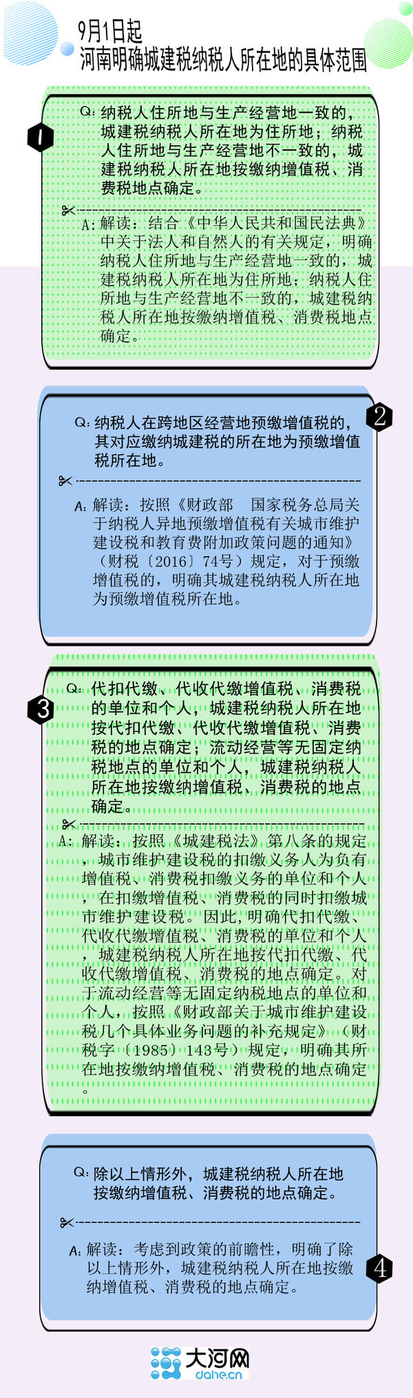 9月1日起实施 河南确定城市维护建设税纳税人所在地具体地点