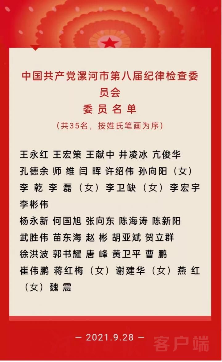 漯河市八次党代会最新选举名单 河南一百度