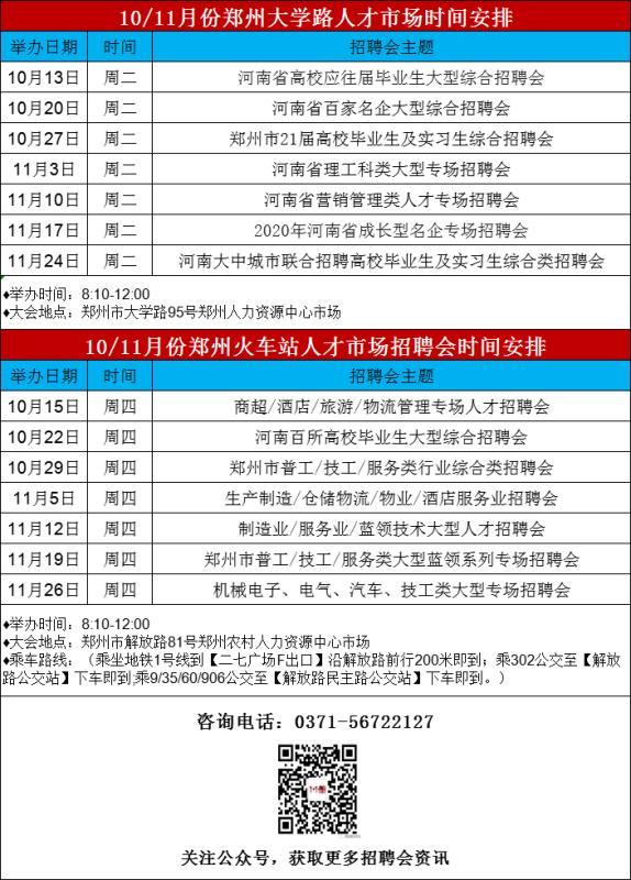 求职者：10月郑州有6场招聘会，2.8万余个就业岗位等你来